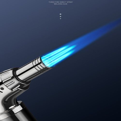 Metal High Temperature Three Flame Direct Spray Gun Large Fire Welding Torch Windproof Lighter Outdoor Barbecue Cigar Lighting Fire