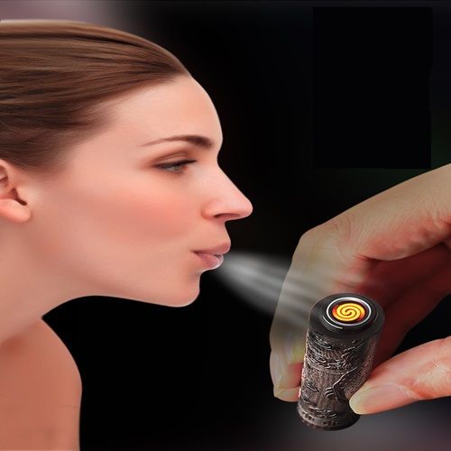 Electronic Cigarette Lighter Blow Blow Can Light Cigarette Lighter Usb Charging Cool Fashion China Wind Fire Folding Natural Ebony Auspicious Dragon