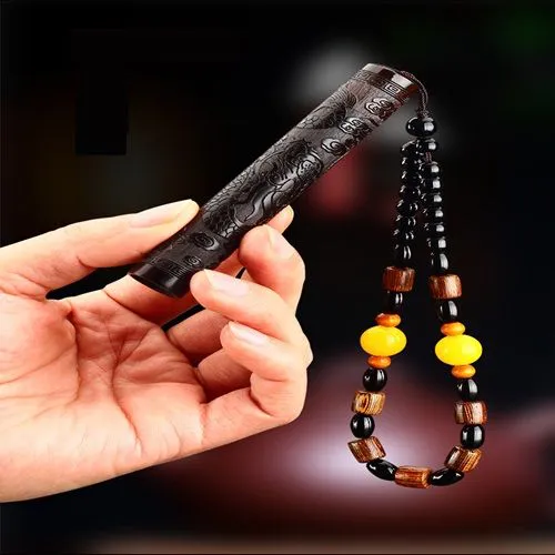 Electronic Cigarette Lighter Blow Blow Can Light Cigarette Lighter Usb Charging Cool Fashion China Wind Fire Folding Natural Ebony Auspicious Dragon