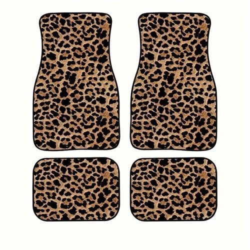 Leopard Print Car Floor Mat Four-piece Set Of Dirt Resistant Floor Mat 33X44+44X68cm [two pieces each]