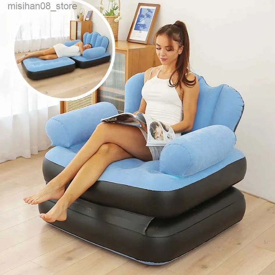 Inflatable Seat With Footrest And Free Pump