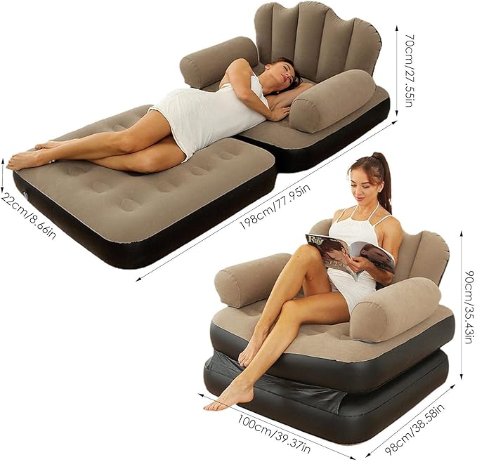 Inflatable Seat With Footrest And Free Pump