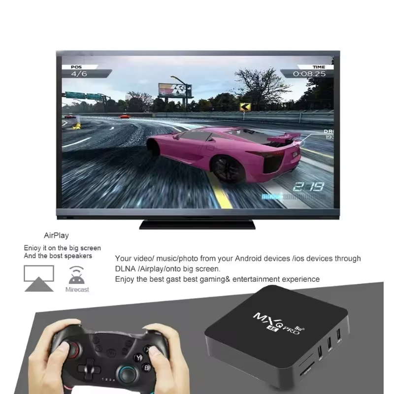 MXQ PRO 4K Android 11 Smart TV Box with TV Remote Control Android TV Box with 2.4G 5G Dual Band WIFI Quadcore Processor Home Media Player with 4K Resolution and Full HD Converter (32GB ROM 4GB RAM)
