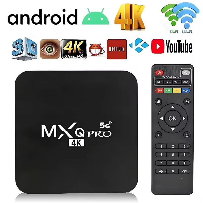 MXQ PRO 4K Android 11 Smart TV Box with TV Remote Control Android TV Box with 2.4G 5G Dual Band WIFI Quadcore Processor Home Media Player with 4K Resolution and Full HD Converter (32GB ROM 4GB RAM)