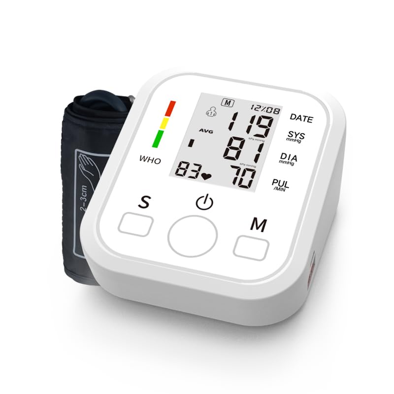 Upper Arm Electronic Blood Pressure Machine Monitor, Cuff with 22-52CM Wide-Range，Electric High Blood bp Irregula 99x2 Sets Memoery for Home Use -USB or Battery Plugged (No Battery) (Large)