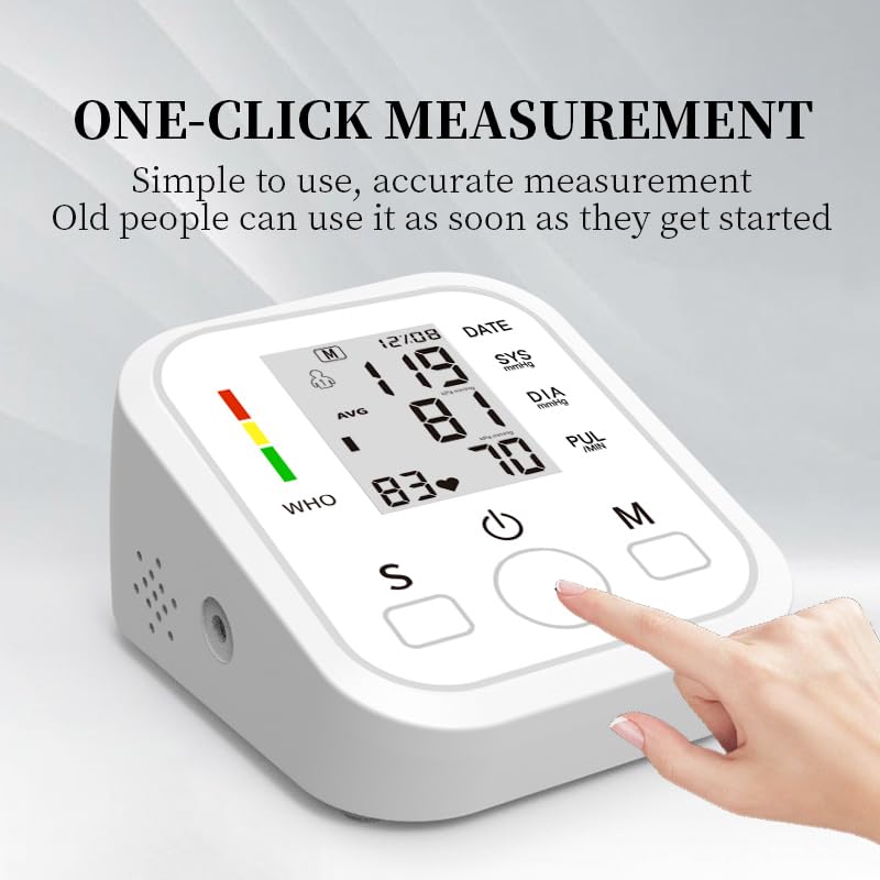 Upper Arm Electronic Blood Pressure Machine Monitor, Cuff with 22-52CM Wide-Range，Electric High Blood bp Irregula 99x2 Sets Memoery for Home Use -USB or Battery Plugged (No Battery) (Large)