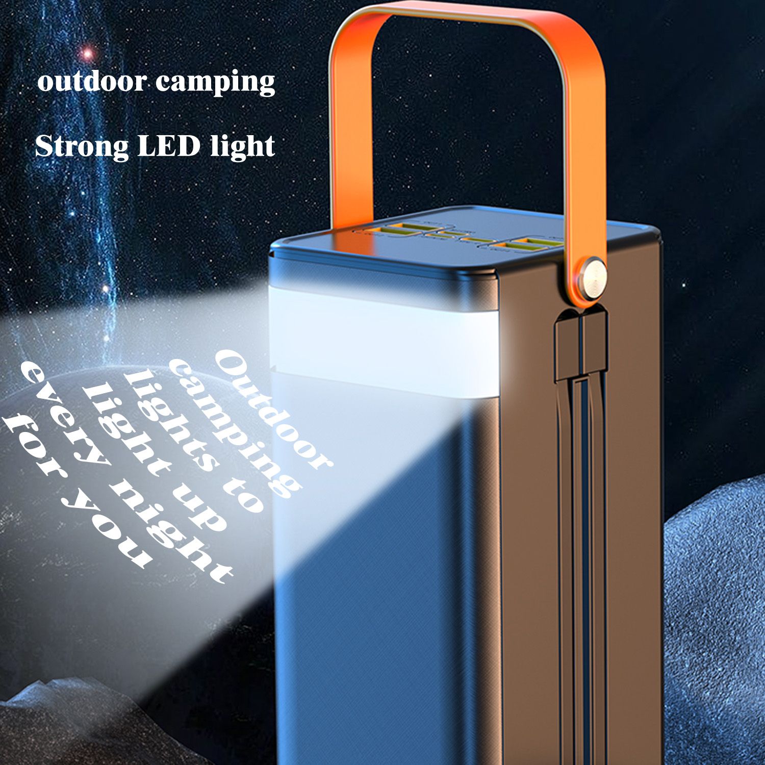 60000mAh portable power bank with large capacity, maximum 22.5W PD 3.0 fast charging, 7-port large portable power bank, LED display screen, USB-C built-in data cable suitable for iPhone, Android