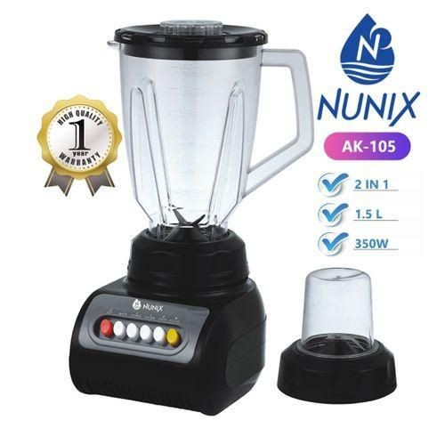 NUNIX 1.5L Multifunctional 2 In 1 Blender VB-Y66 Powerful 4 Speed Motor Countertop Blender with Grinding Machine and Coffee Mill Fruit Juicer with 5 Cup jar and Super Sharp Stainless Steel Blades