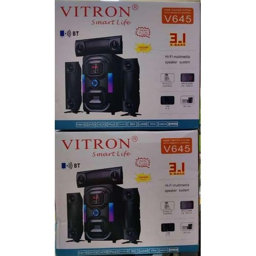 VITRON 645 3.1CH SUBWOOFER WITH BLUETOOTH,FM RADIO,AUX AND A 1 YEAR WARRANTY+ FREE DELIVERY,AC/DC POWER,MP3,DVD,VCD,PS2,TUNER,USB,FM RADIO,XBOX,AUDIO AND 3D MUSIC REAL SOUND,FREE DELIVERY AVAILABLE...