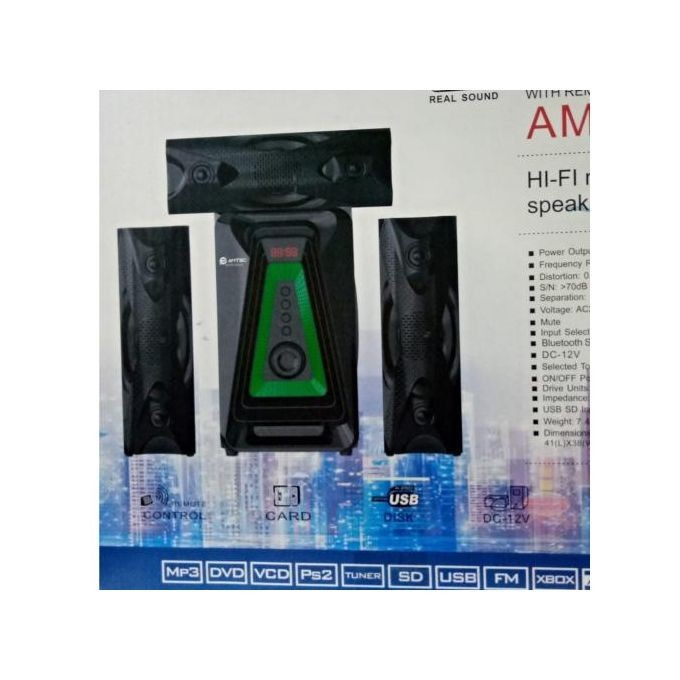 AMTEC 316 3.1 woofer with heavy sound|Remote20000watts pmpo| Bluetooth| Aux/Digital FM ready| USB Support| Sd card| HI-FI  sound| 1 year warranty|You can easily connect it to the TV, DVD play