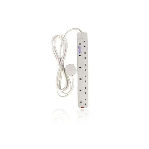 Power King Best 6 Way Power Extension With Long Cable // Power extenson - White. Order today and Get  a Free Delivery