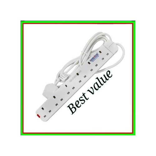 Power King Best 6 Way Power Extension With Long Cable // Power extenson - White. Order today and Get  a Free Delivery