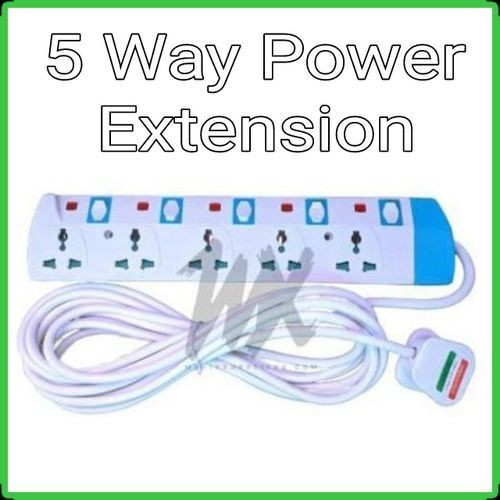 Power King Best 5 Way Power Extension With Long Cable // Power extenson - White. Order today and Get  a Free Delivery