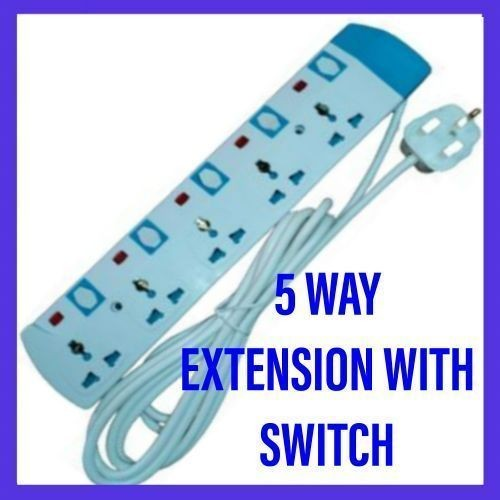 Power King Best 5 Way Power Extension With Long Cable // Power extenson - White. Order today and Get  a Free Delivery