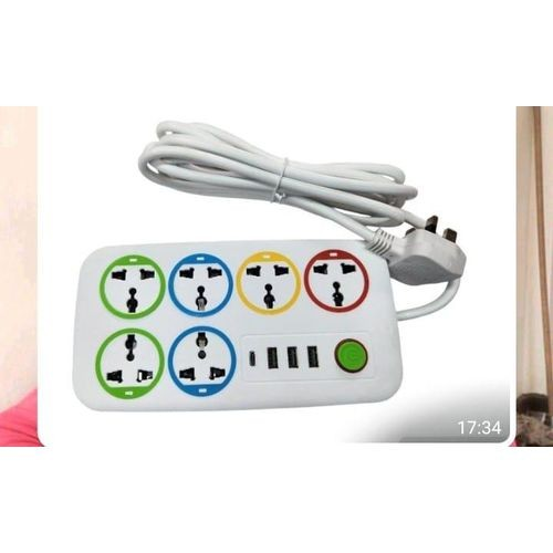 ASTRA Best 5 Way Power Extension With Long Cable // Power extenson - White. Order today and Get  a Free Delivery