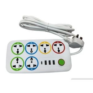 ASTRA Best 5 Way Power Extension With Long Cable // Power extenson - White. Order today and Get  a Free Delivery