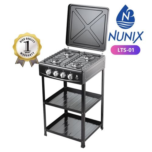 NUNIX LTS-01 FULL STANDING GAS COOKER WITH SHELF - 4 gas burners, Automatic ignition, Low gas consumption, Improved gas flow + Free Delivery To your Doorstep Today