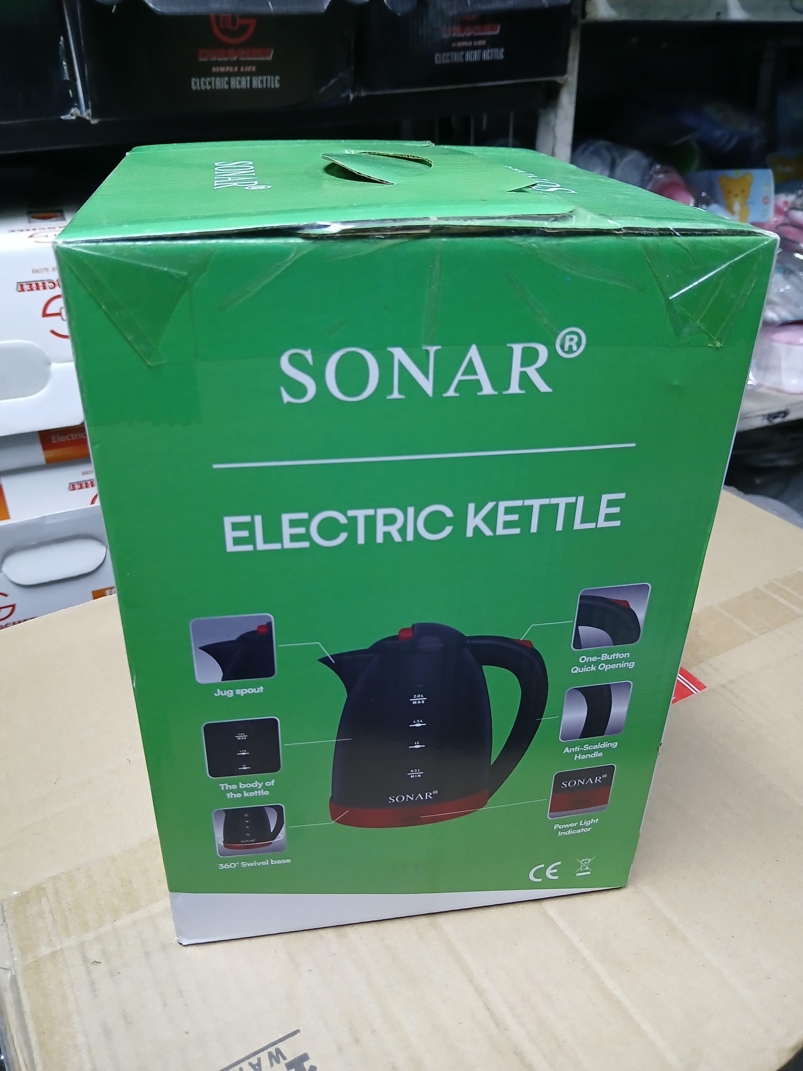 🔥PROMOTION PRICE 🔥Sonar Stainless Steel 2.0Ltr Electric Kettle,1.5m Power Cord,1500W Fast Boil.1.5m extra long power cord
Fast Boiling 
Large 2 Litre capacity
Built-in boil-dry and overheating prote