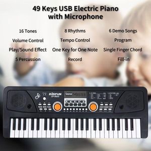 🥭Bigfun 49 Keys USB Electronic Organ Kids Electric Piano with microphone🍂 It helps develop kids' interests in music and cultivate their imaginations. Portable and lightweight, it's suitable for play