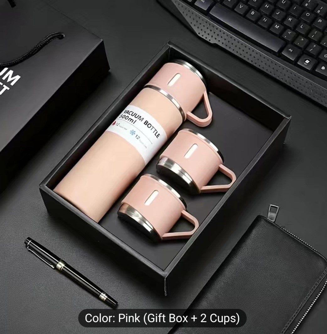 VACUUM FLASK 500ml Gift Box Set Portable Business Cup Stainless Steel Thermos Cup One Cup Flasks Water Bottle With 3 Lids