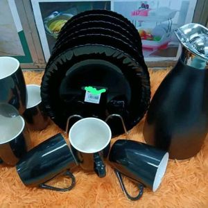 😎🍊UPGRADE YOUR KITCHEN STYLE 🌱🤑Breakfast/ Tea Set 13pc Breakfast Set /13pcs Dinnerset BREAKFAST SET.6pcs Mug, 6pcs Ceramic Plates 2L Unbreakable Flask All One Colour
