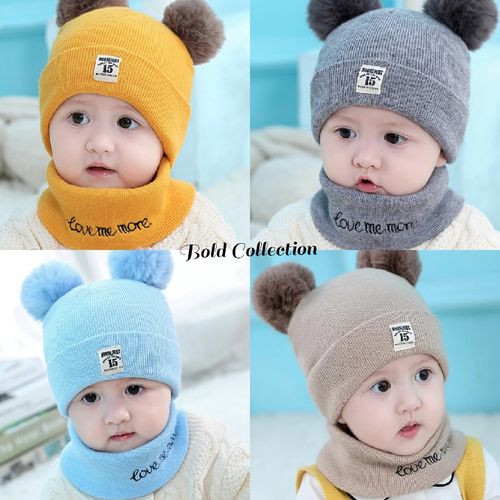 2PCs Cutest Warm Knitted 1Baby Cap&1Matching Scarf.Comes with a matching scarf
. Very comfortable
Smooth and warm,Knitted 
. Pure Cotton fabric on the inside part
Made of the cutest plain colors
Soft