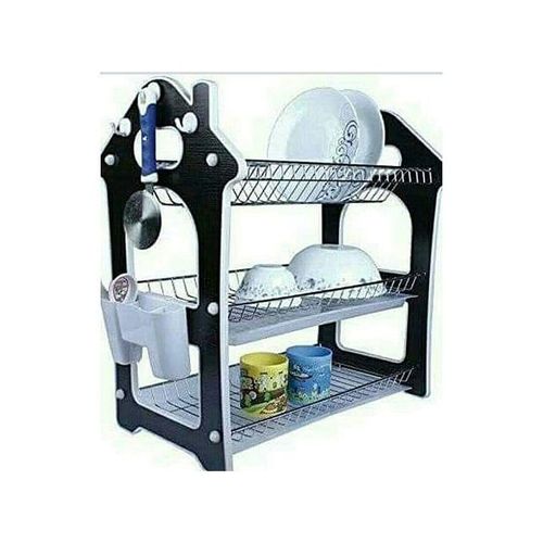 🤑🎀Nunix Dishrack 3 Layer Wooden With Removable Plastic Drip Tray.🤑High quality 3-tier stylish stainless steel dish rack. Have a detachable plastic drainer and additional side glass and spoon holder
