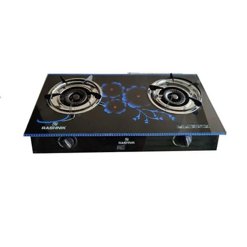 kitchen Rashnik Glass Table Top Double Burner Gas Stove