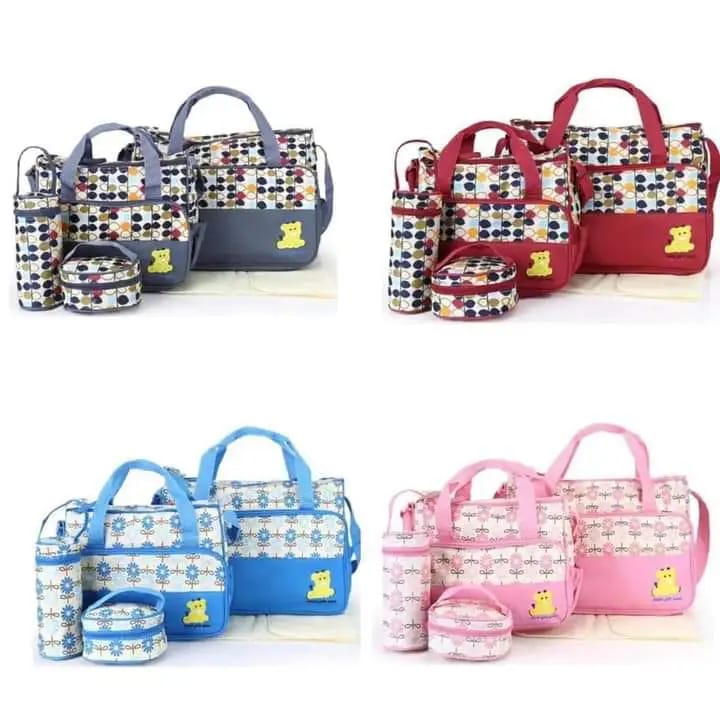 Diaper Bag Sets -5pieces 5PCS baby diaper bags to hold different baby essentials. Large and medium bag (Each has 3 main pockets and 2 side pockets) holds baby clothes, diapers, tissues, toys and hats;