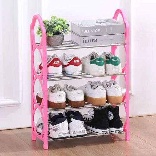 PRICE DROPPED🎉White Label 4 layers Lightweight Shoe Rack For 8 Pairs 🦋Heavy duty panels can store a variety of shoes. Not only does this rack keep your shoes neat and tidy, but it also can decorate