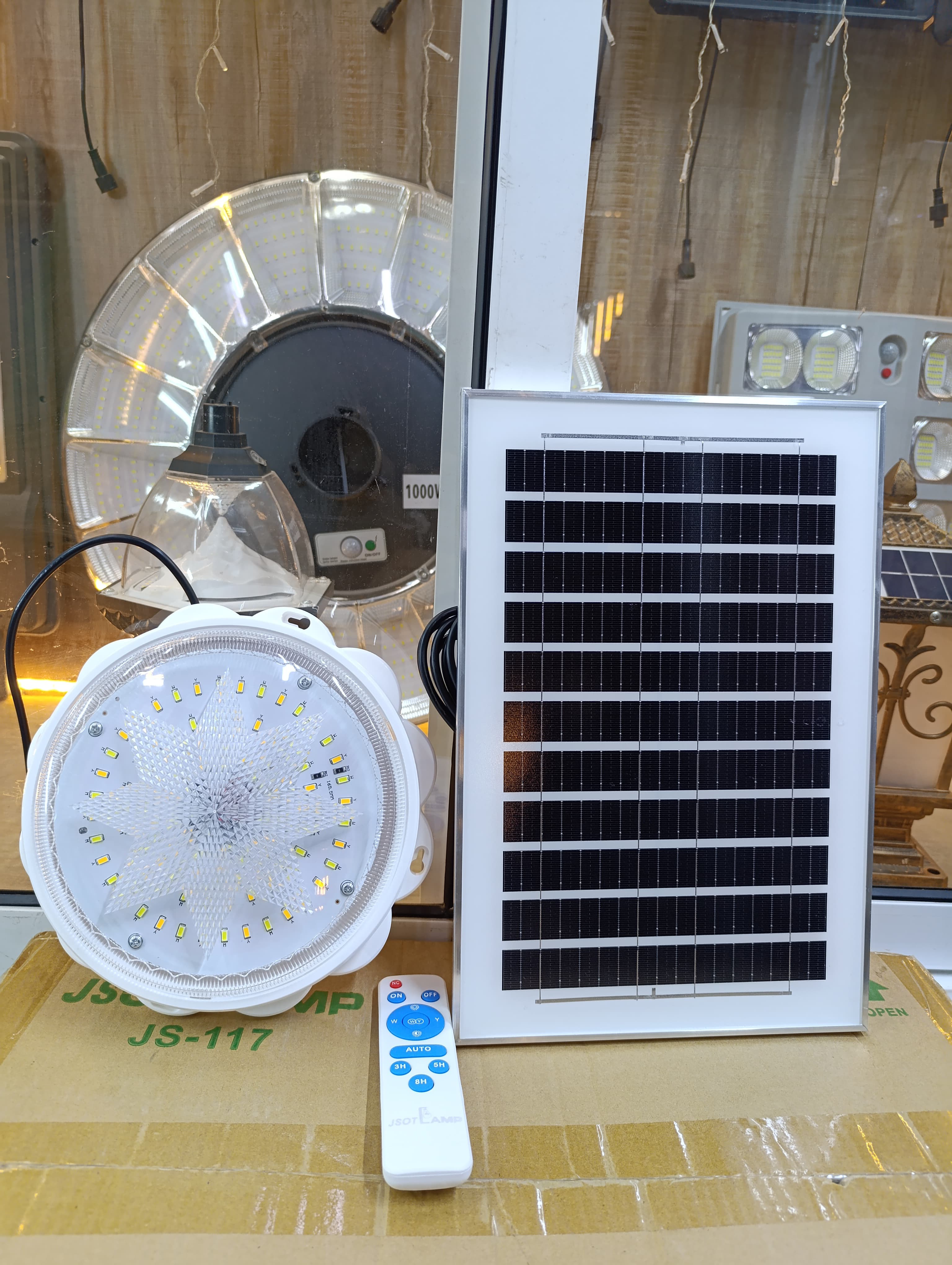 🎉📍Solar Light 200W High-Power Solar LED Ceiling Light - Indoor/Outdoor, Remote Control, Dimmable🎇high brightness 125 led, energy saving, freely adjust brightness and time, installation anywhere, an