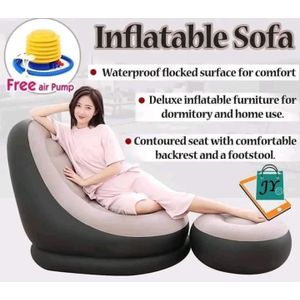 🤷‍♂️ Best Way to relax🤷‍♂️Inflatable Sofa With Foot Rest With Manual Pump super Quality😎🤑.Indoor Outdoor PVC Inflatable lounge sofa set flocking lounge chair with footrest air sofa chair for adult