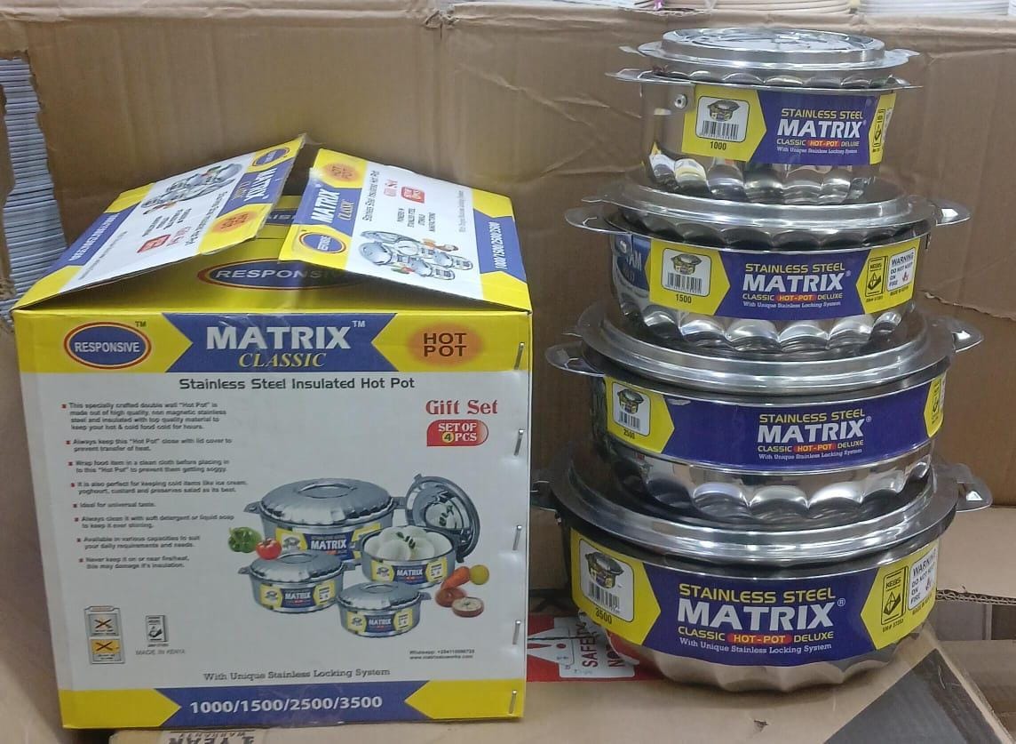 🍂PRICE DROPPED 🍂📍DON'T MISS OUT 📍Matrix 4pcs Stainless Steel Hotpot For Serving And Storage💖.Keeps food hot and fresh up to 6 Hours
Double wall strong and insulated.
Ideal even for carrying durin
