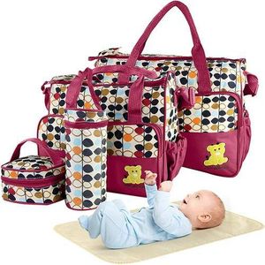 5in1 Diaper Bag Large Maternity Bag.This is a new, elegant and high quality 5 in 1 bag. It's unique and gives long lasting services. This cute new design 5 in 1 baby diaper bag, nappy changing pad has