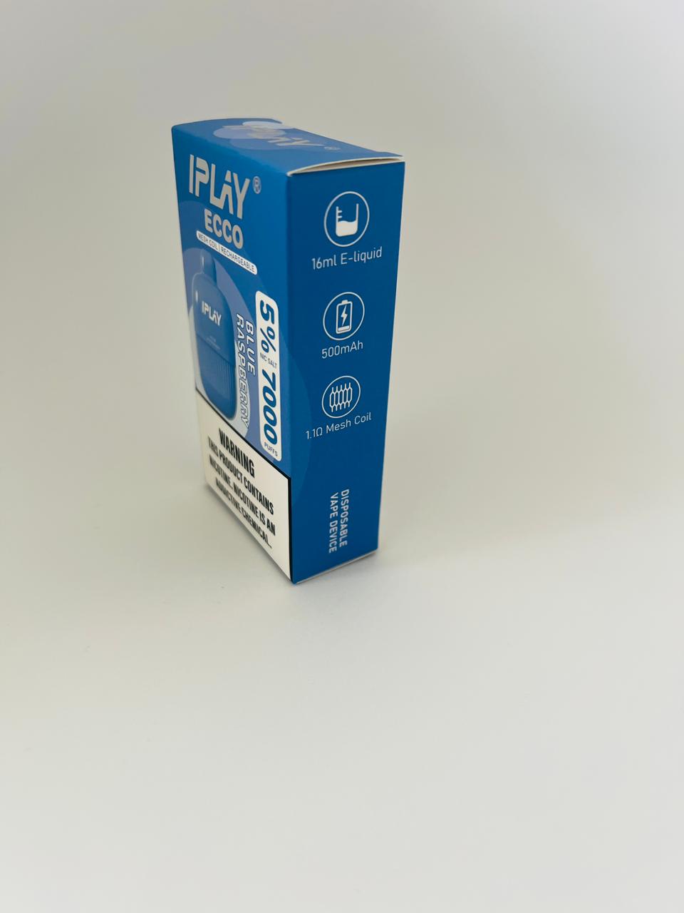 IPLAY 7000 PUFFS RECHARGEABLE VAPE WITH 5% NICOTINE TYPE C -BLUE RASPBERRY