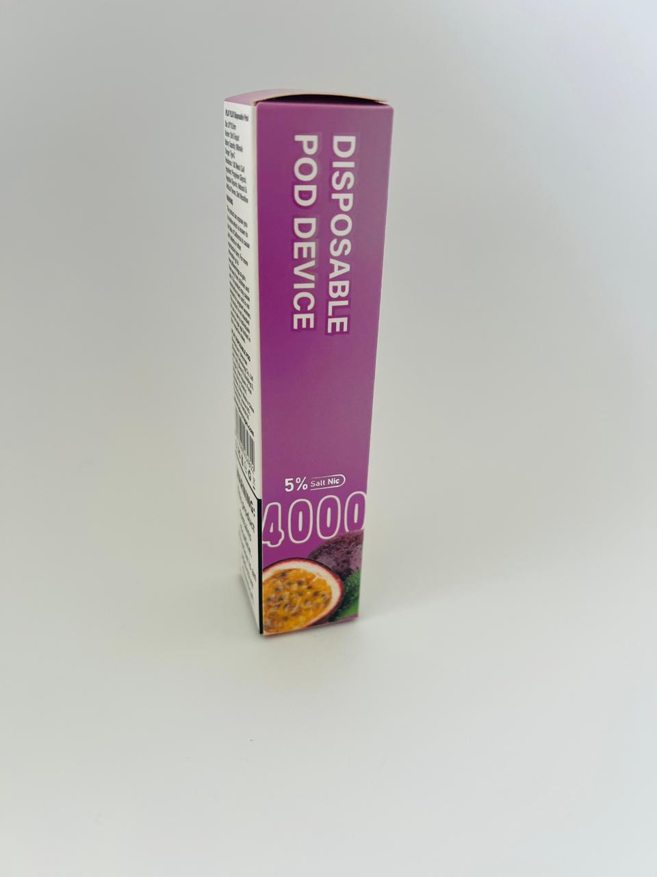 I PLUS 4000 Puffs Disposable Vape Pod, 5% NICOTINE, TYPE C-PASSION FRUIT