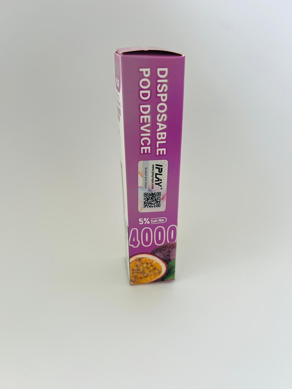 I PLUS 4000 Puffs Disposable Vape Pod, 5% NICOTINE, TYPE C-PASSION FRUIT