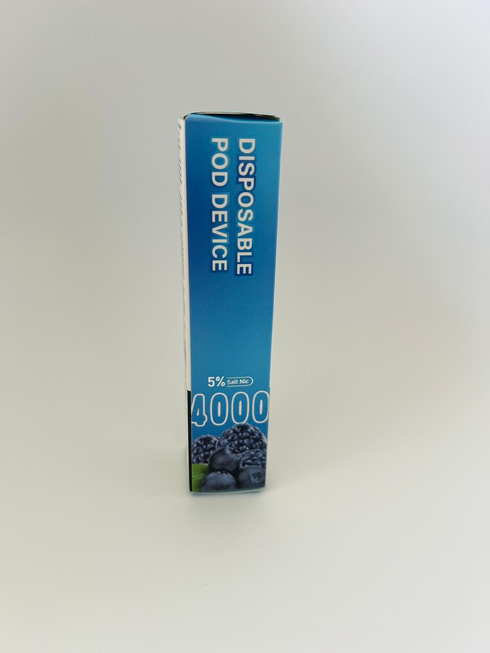 I PLUS 4000 Puffs Disposable Vape Pod, 5% NICOTINE, TYPE C-BLUE RASPBERRY