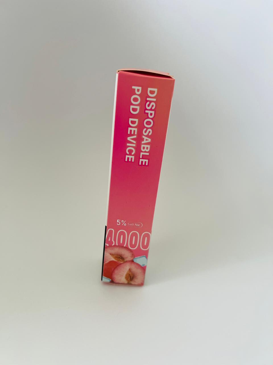 I PLUS 4000 Puffs Disposable Vape Pod, 5% NICOTINE, TYPE C-PEACH ICE