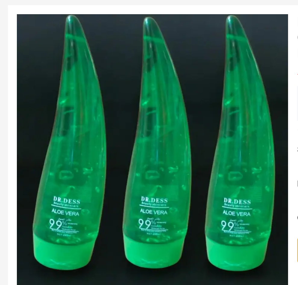Dr.Dess Aloe Vera Soothing Gel Sunburn Repair Gel 99% Natural AloeVera Content Treat Sun Burns and Repairs Skin Faster Hydrating and Moisturizing Cream