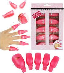 10pcs Reusable Keeper Acrylic Nail Art Soak Off UV Gel Polish Remover Cap Clips Manicure Tool