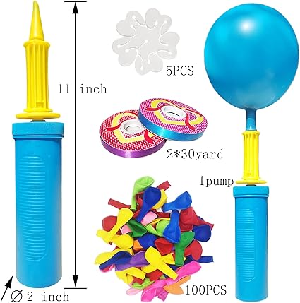 100pcs  Balloons with Pump Hand Held  Solid MultiColor latex Balloon