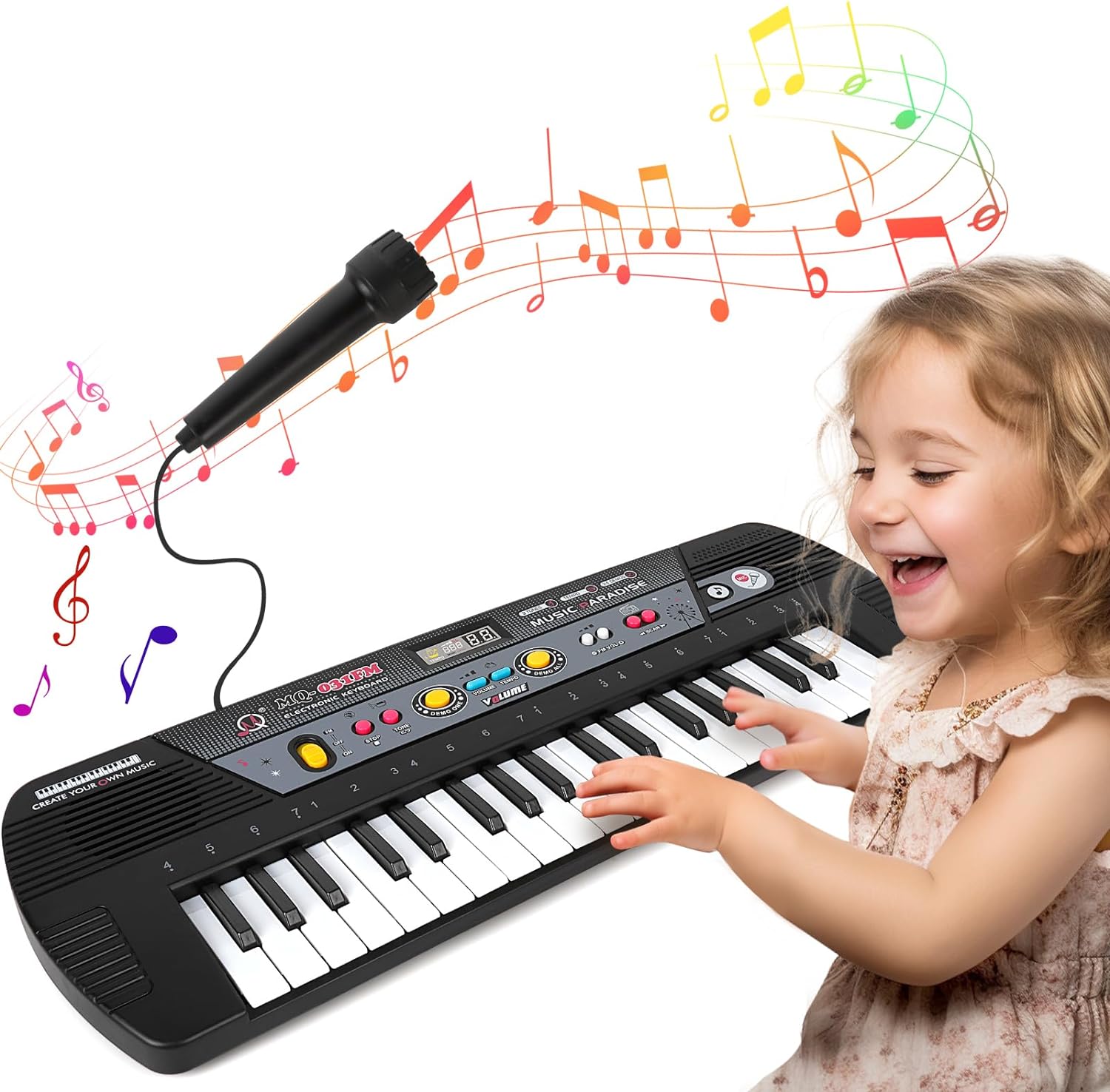 BIGFUN 3738 37 Keys Electronic Keyboard WITH MICROPHONE Piano for Kids Musical Toys for 3 4 5 6 Year Old Girls Boys with Microphone Musical Instrument Piano