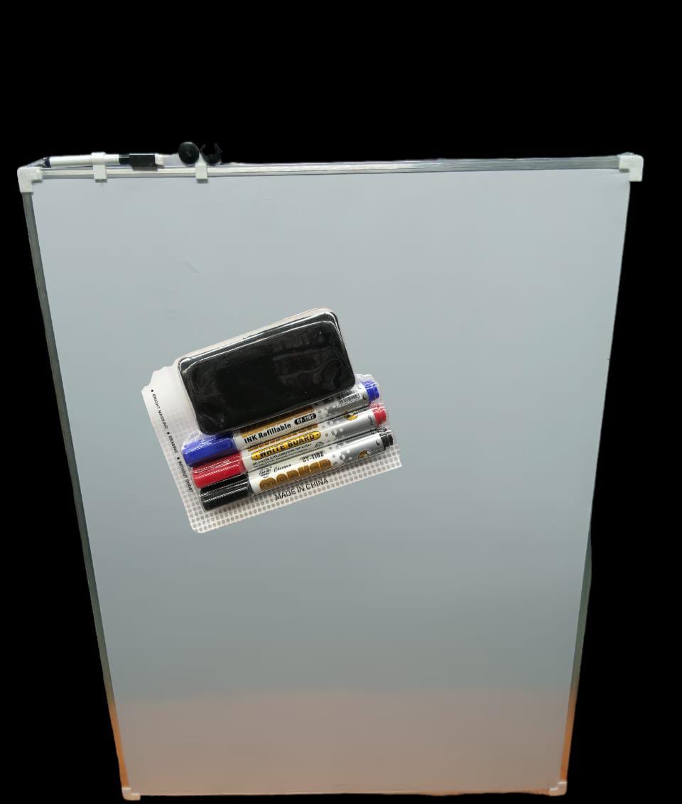 LARGE Double Sided  80X90cm Whiteboard, White  Board, Dry Erase Board,  Silver Aluminum Frame PLUS  3 White Board Markers & Duster