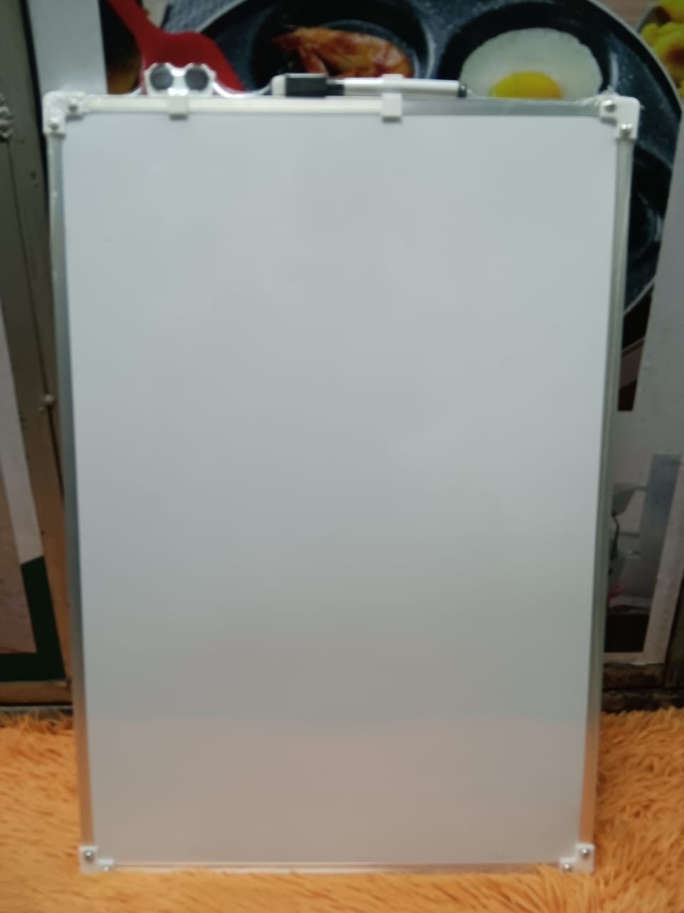 LARGE Double Sided  80X90cm Whiteboard, White  Board, Dry Erase Board,  Silver Aluminum Frame PLUS  3 White Board Markers & Duster