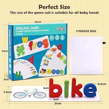 Spelling Games for 1 2 3 Year Olds, Alphabet Flash Cards Toys for 1-6 Year  Matching Letter