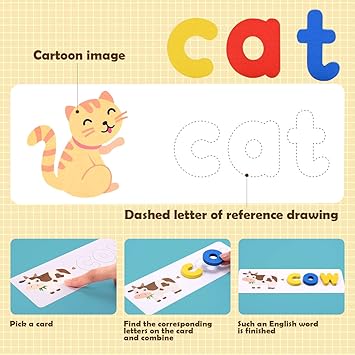 Spelling Games for 1 2 3 Year Olds, Alphabet Flash Cards Toys for 1-6 Year  Matching Letter