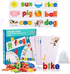 Spelling Games for 1 2 3 Year Olds, Alphabet Flash Cards Toys for 1-6 Year  Matching Letter