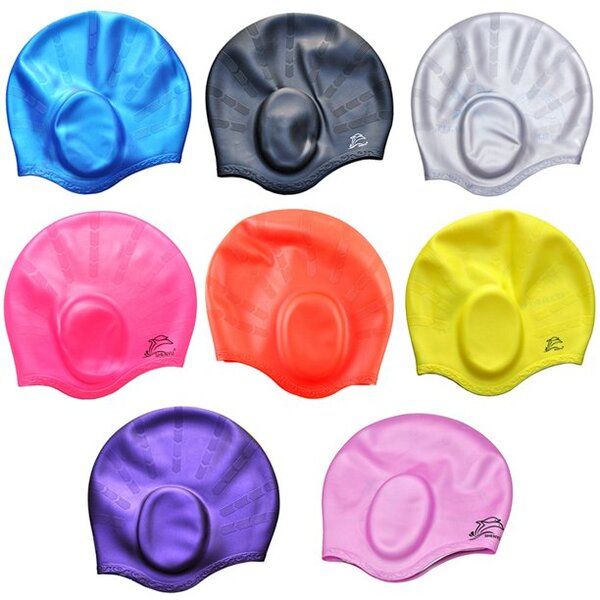 Adults Ear Protection Silicone Swimming Caps Durable Non-Slip Waterproof Swim Cap Protect Ears, Long Hair for Adults, Older Kids