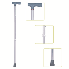 Lightweight Aluminium Offset Walking Cane - Collapsible Walking Stick with Ergonomic Derby Handle - Ideal Daily Living Aid for Limited Mobility